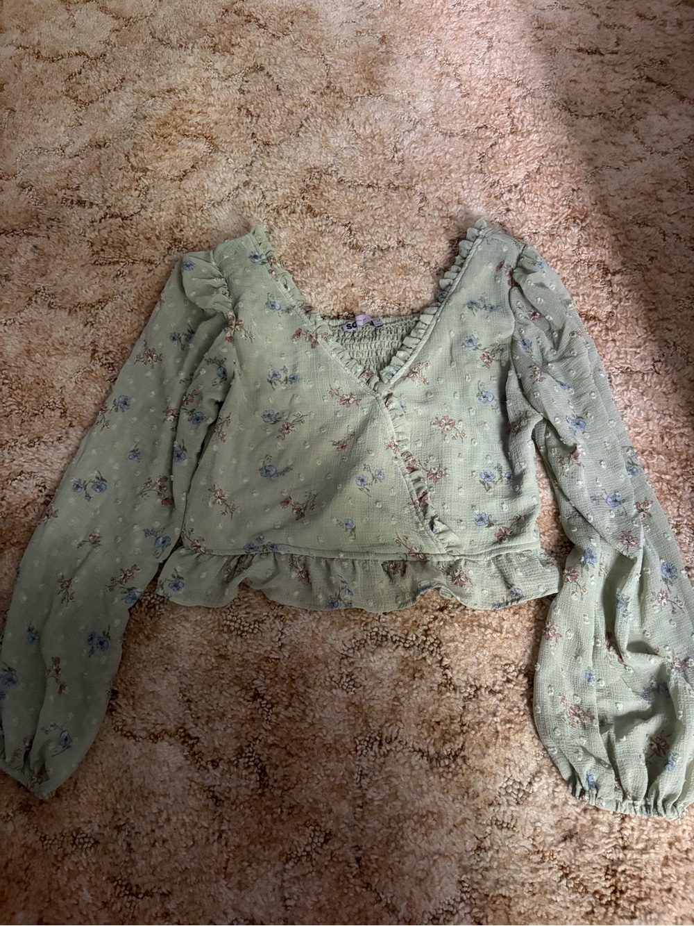 Sage Green Floral Blouse